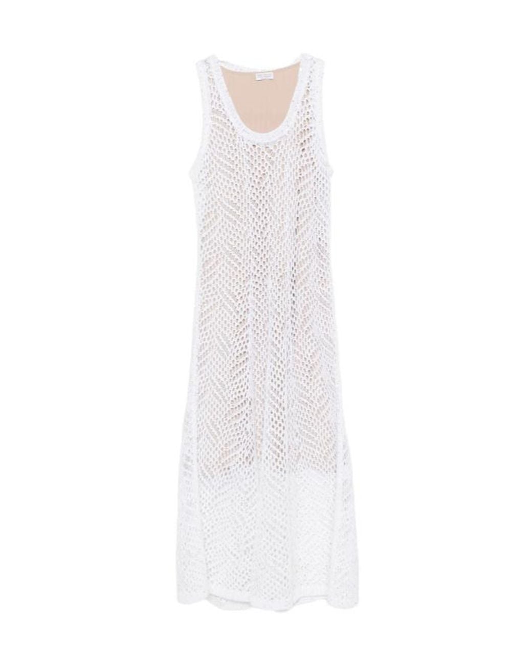 Brunello Cucinelli White Sleeveless Dress