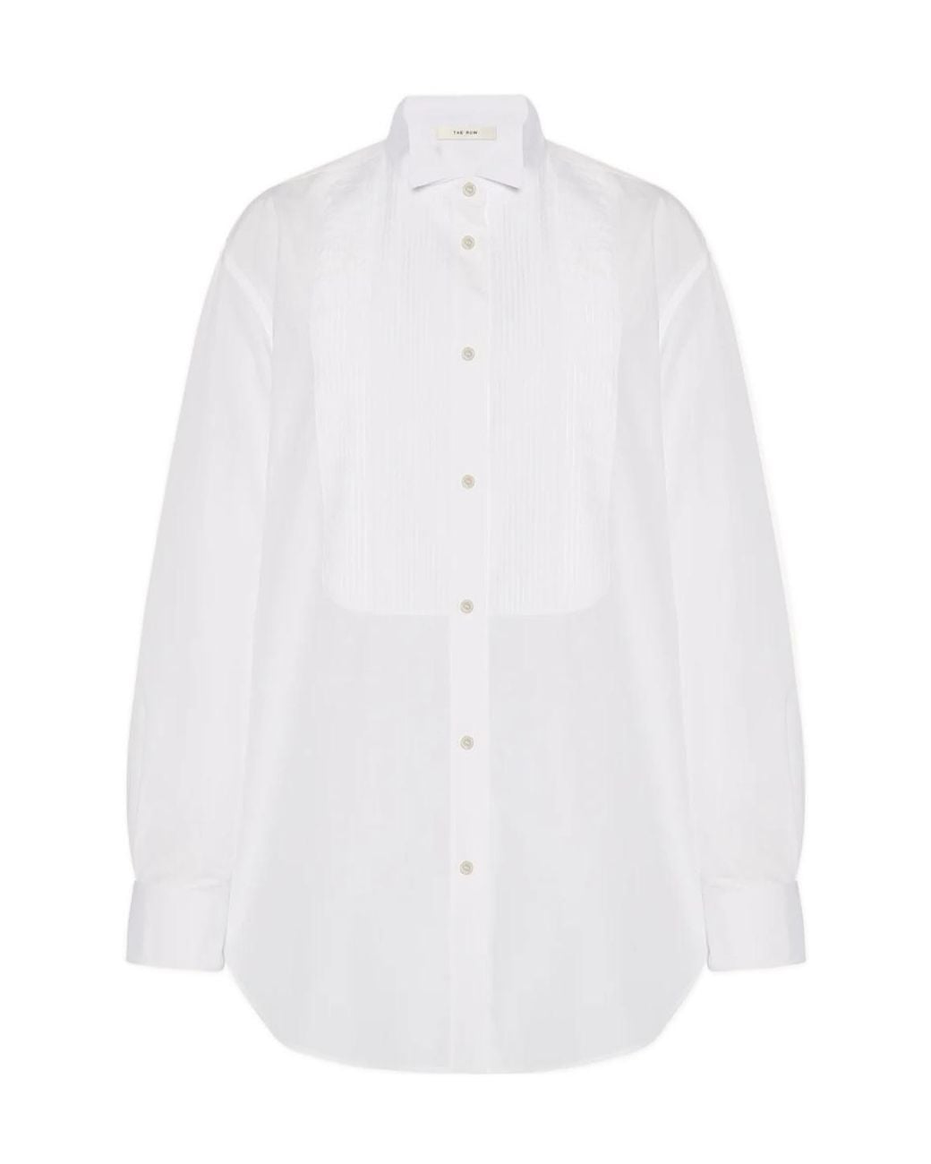 The Row White Erelia Cotton Tuxedo Shirt