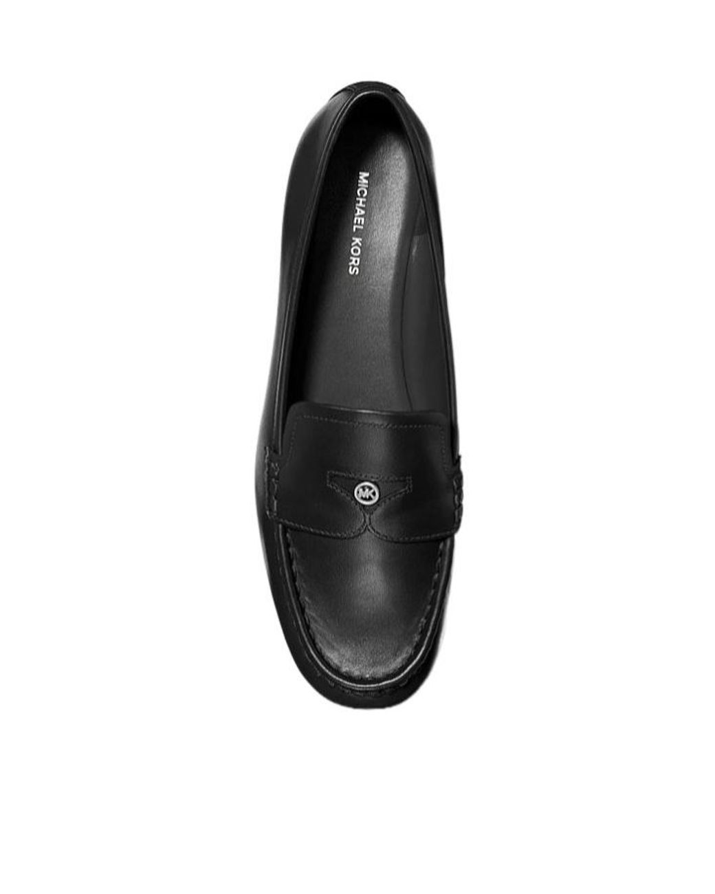 MICHAEL Michael Kors Black Jennings Logo-Plaque Leather Loafers