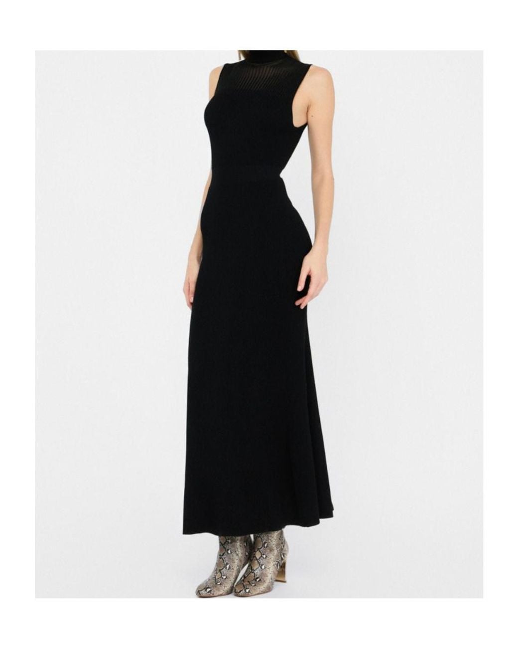 Liu Jo Black Ribbed High-Neck Maxi Dress