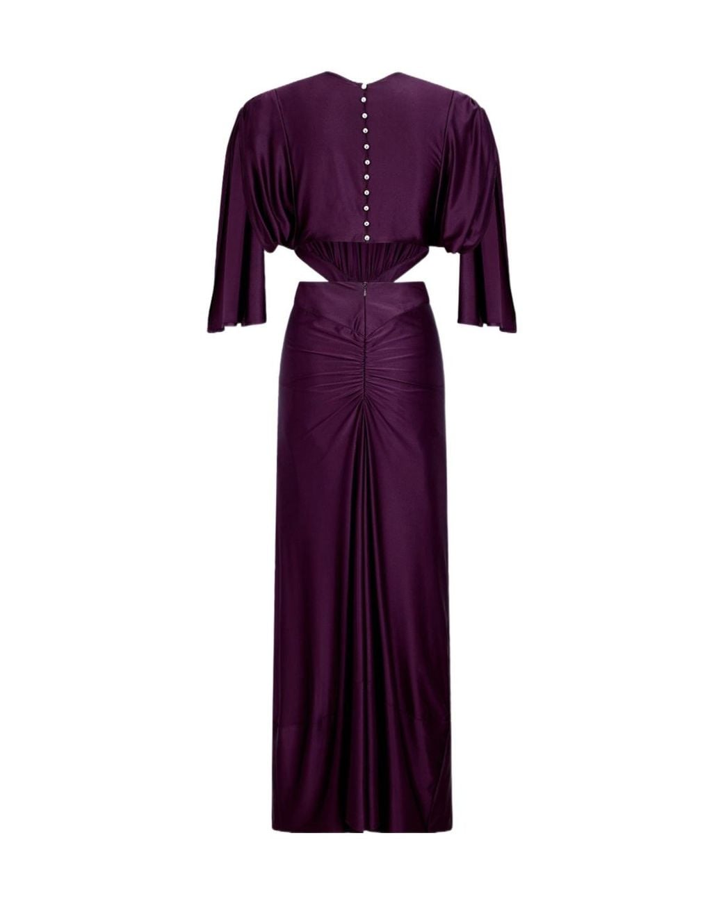Rabanne Purple Rabanne Ring-Detailed Ruched Maxi Dress