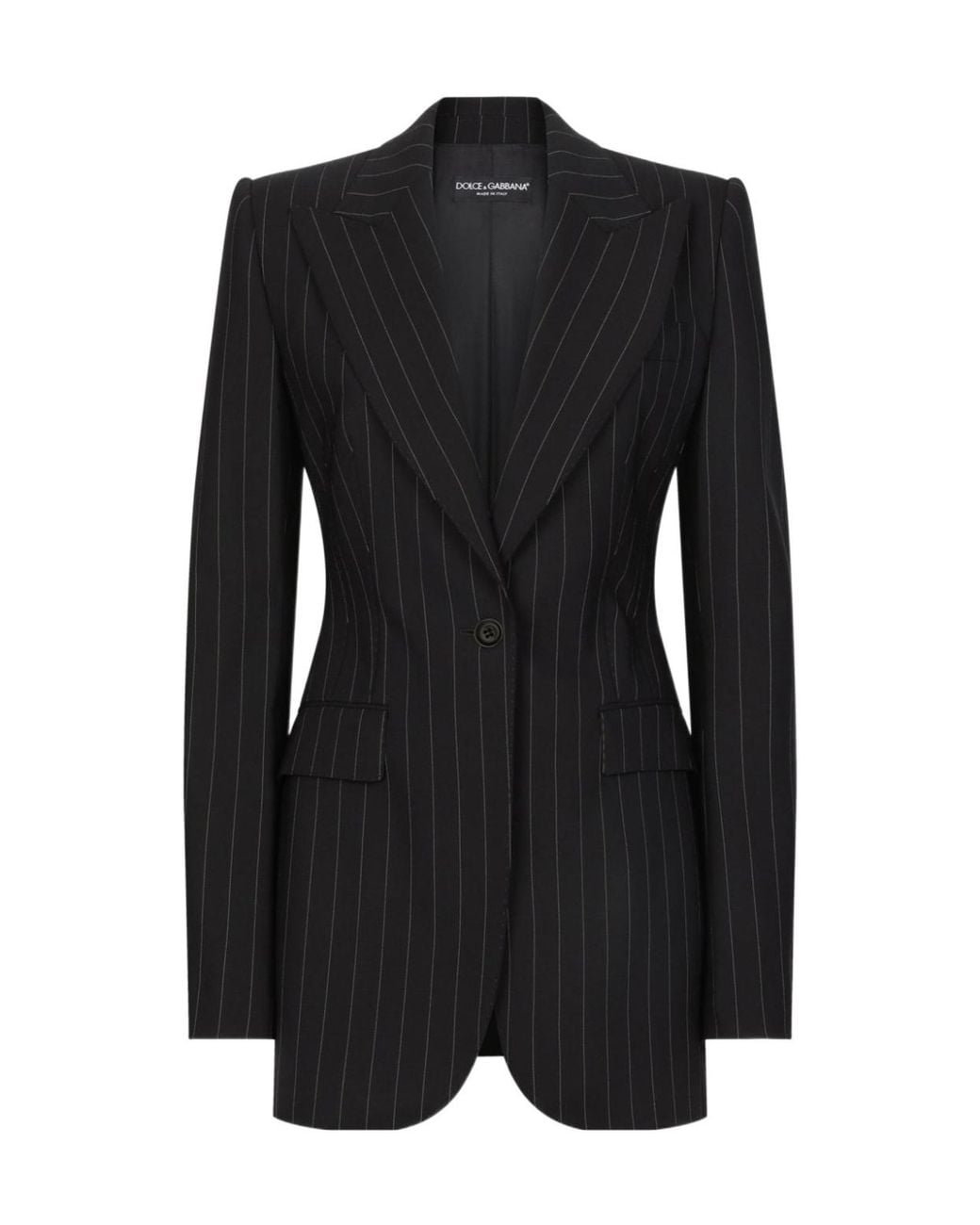 Dolce & Gabbana Black Pinstriped Single-Breasted Tailored Blazer