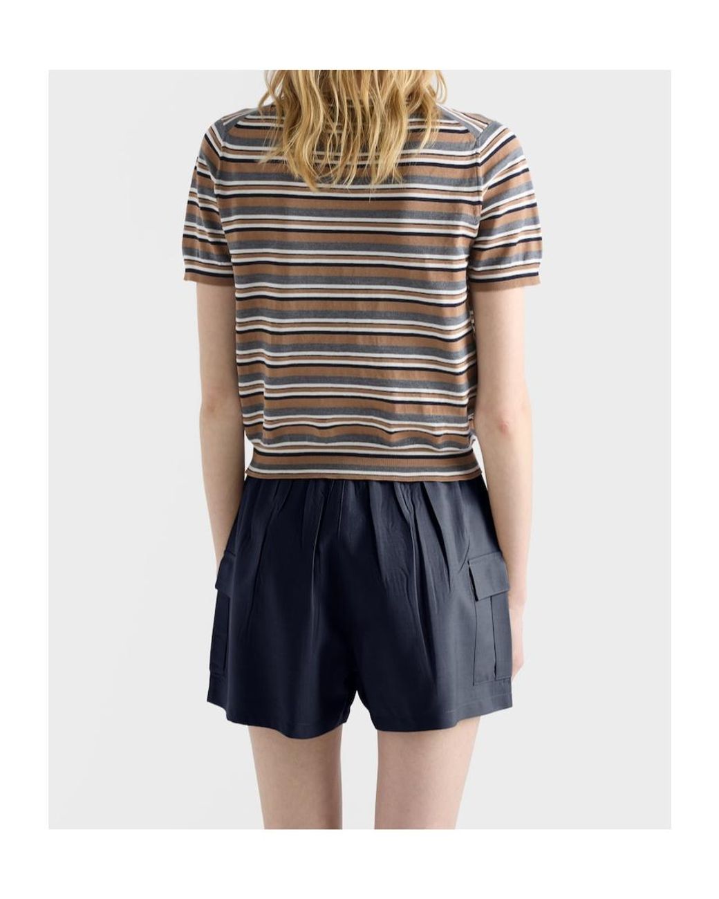 Prada Multicolor Short-Sleeved Striped Jersey T-Shirt