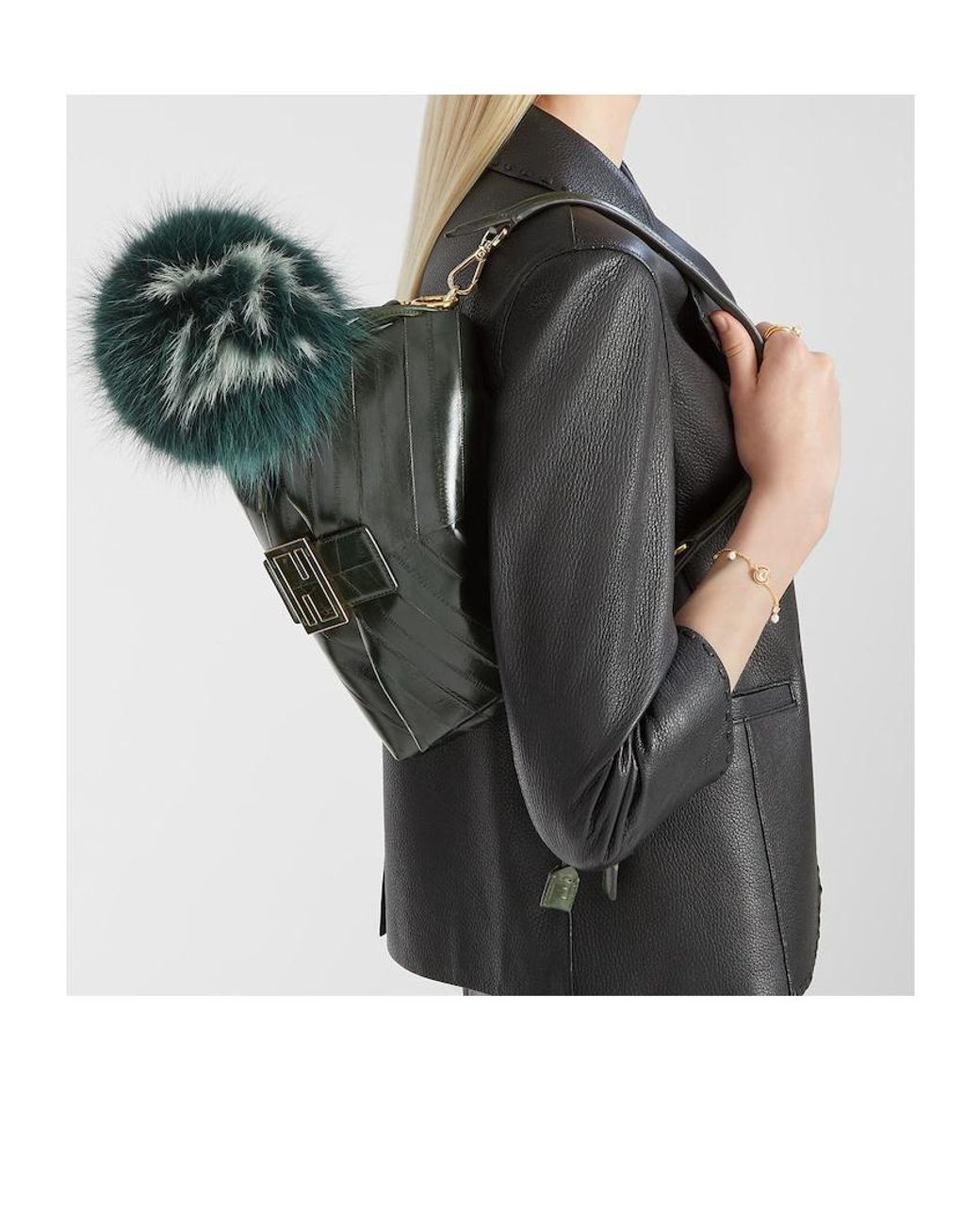 Fendi Black Mamma Baguette Medium Tote Bag