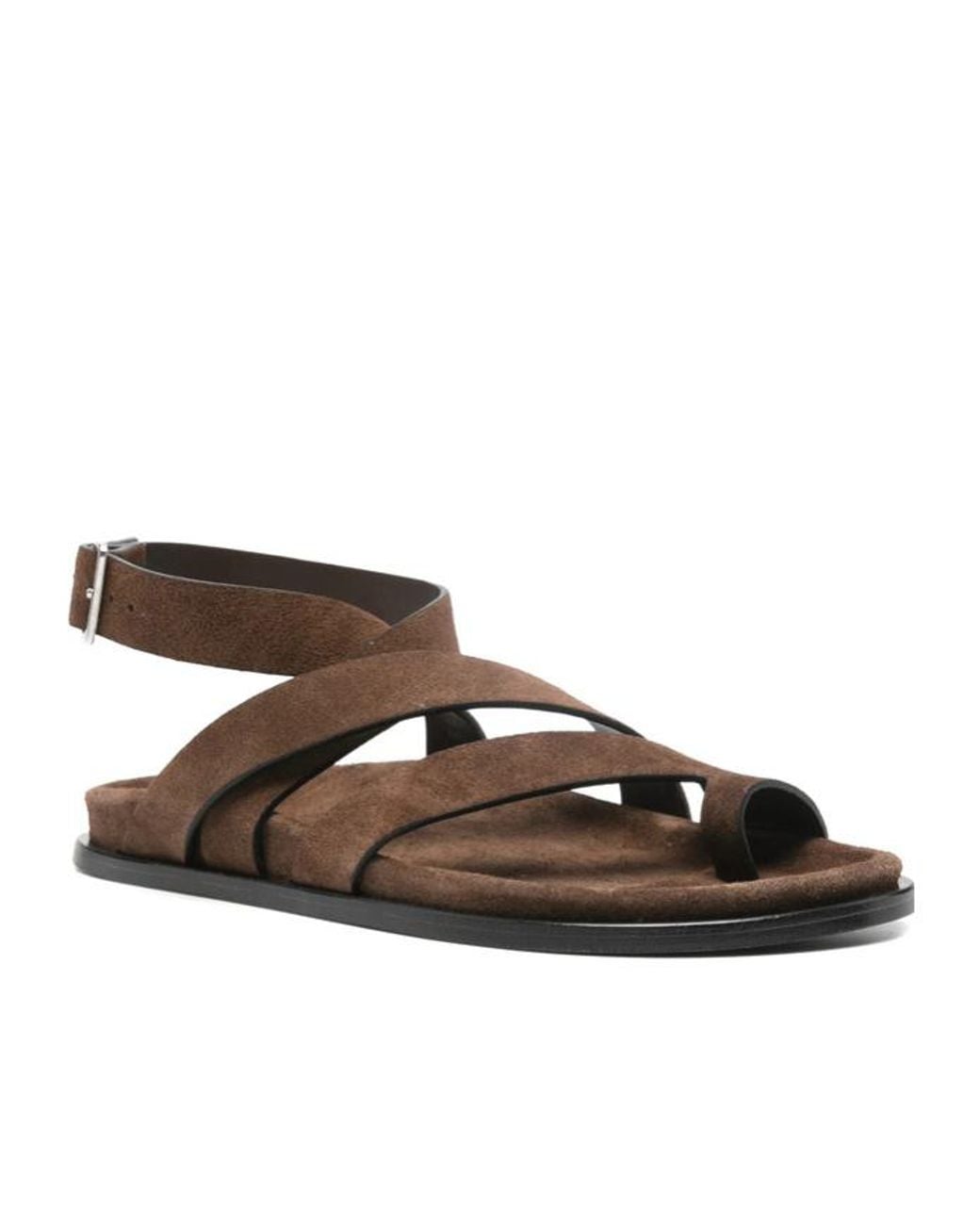 Alohas Brown Strappy Ankle-Strap Flat Sandals