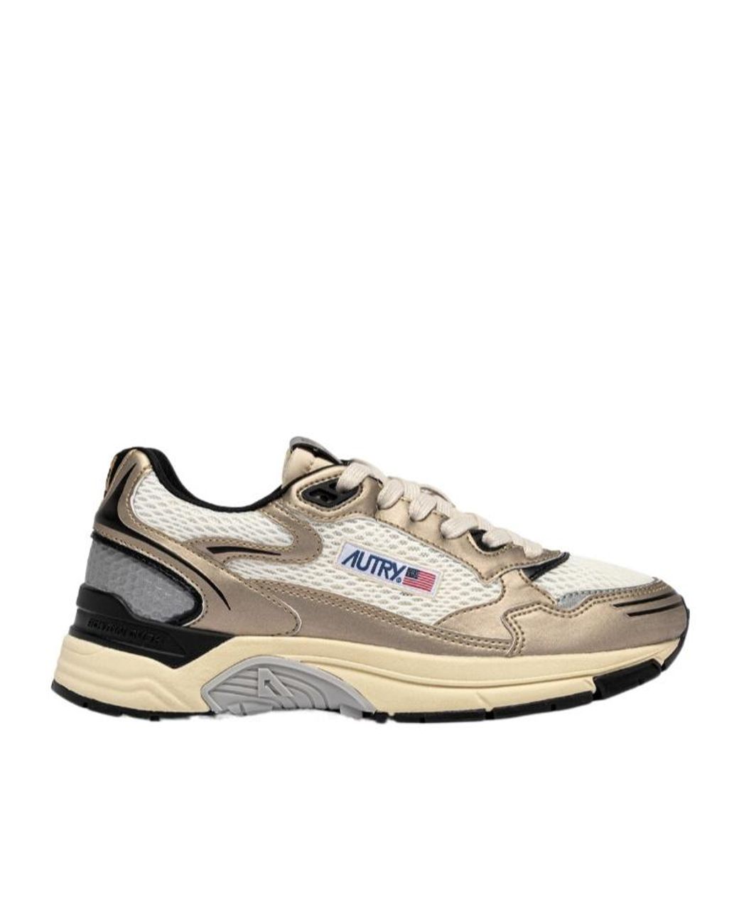 Autry White Logo Patch Lace-Up Sneakers