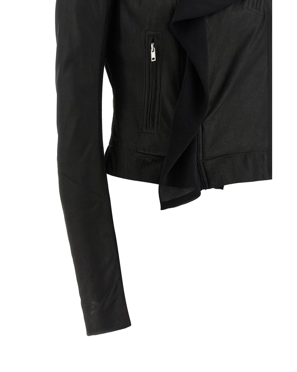 Rick Owens Black Scarf Embellished Biker Jacket