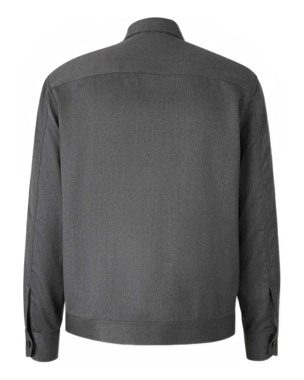 Brioni Gray Long Sleeved Zip-Up Jacket for men