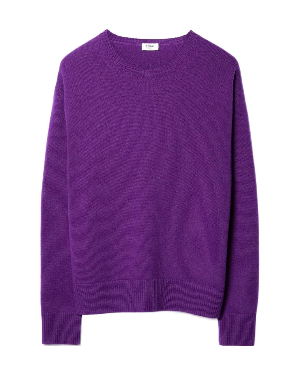 Céline Purple Classic Elbow-Patch Crewneck