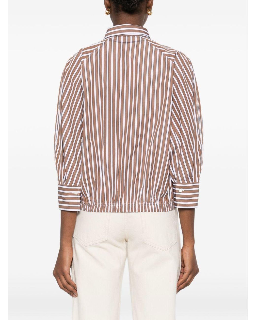 Brunello Cucinelli Brown Striped Long-Sleeve Shirt