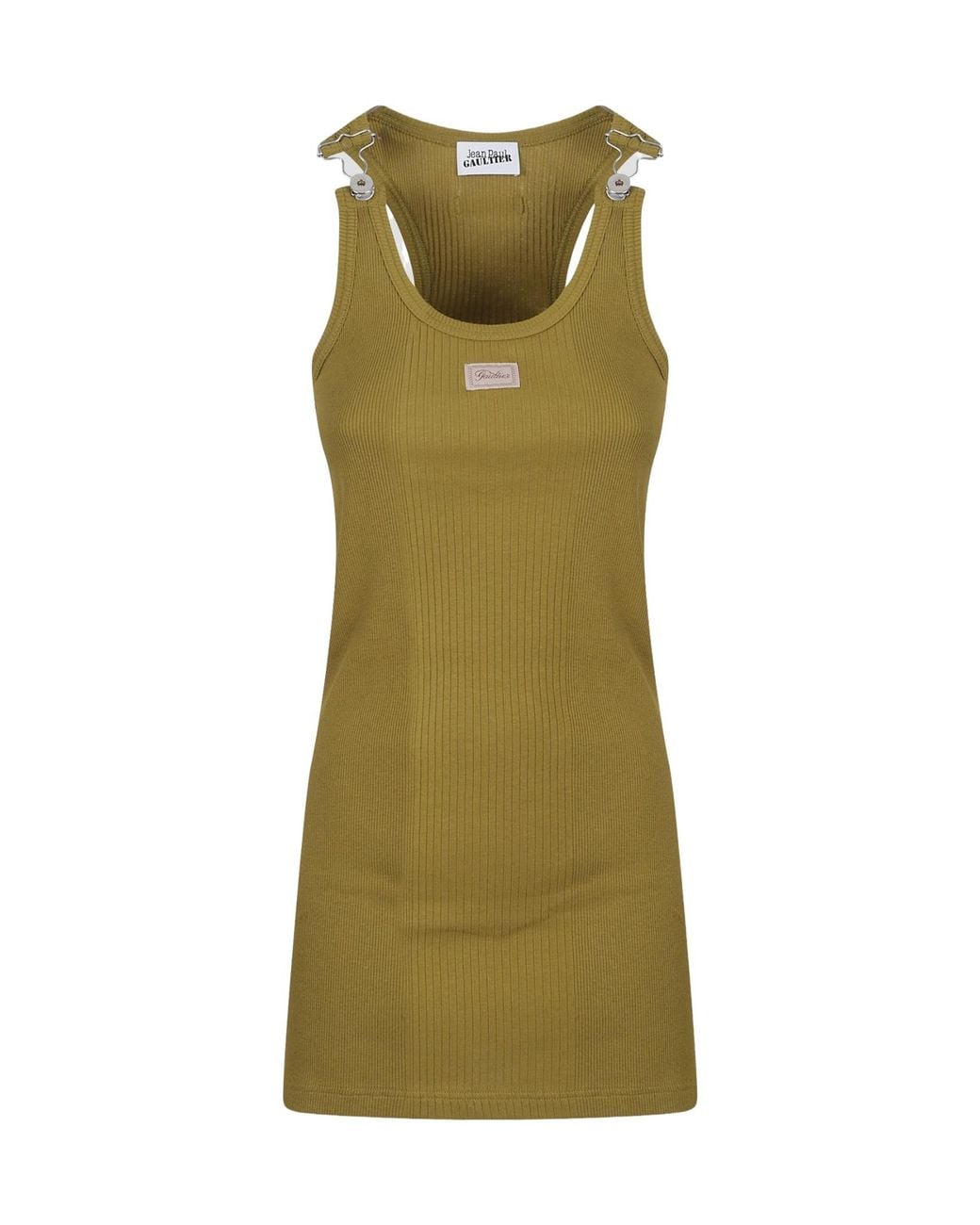 Jean Paul Gaultier Green Ribbed Patch Mini Knitted Dress