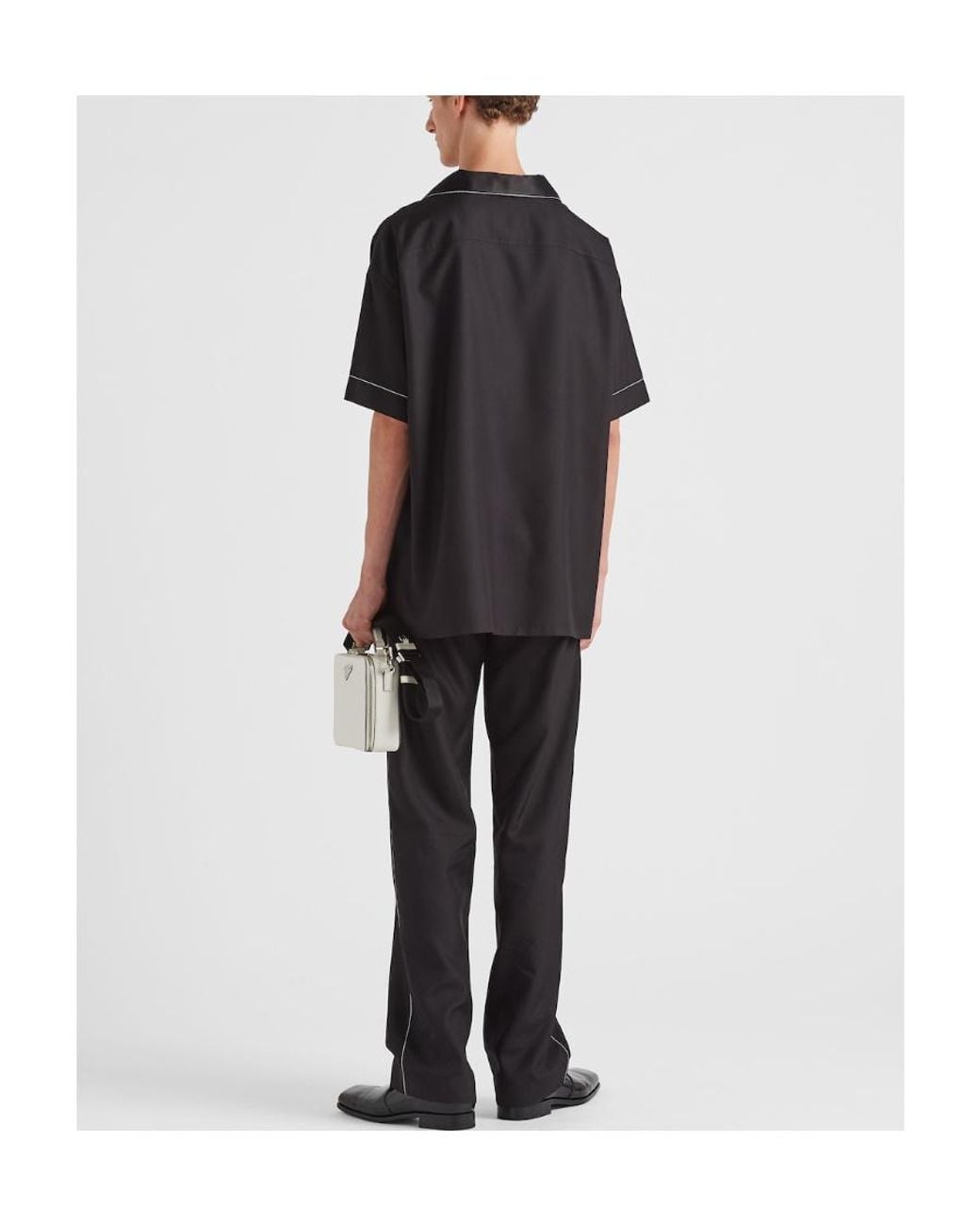 Prada Black Logo-Embroidered Short-Sleeved Shirt for men