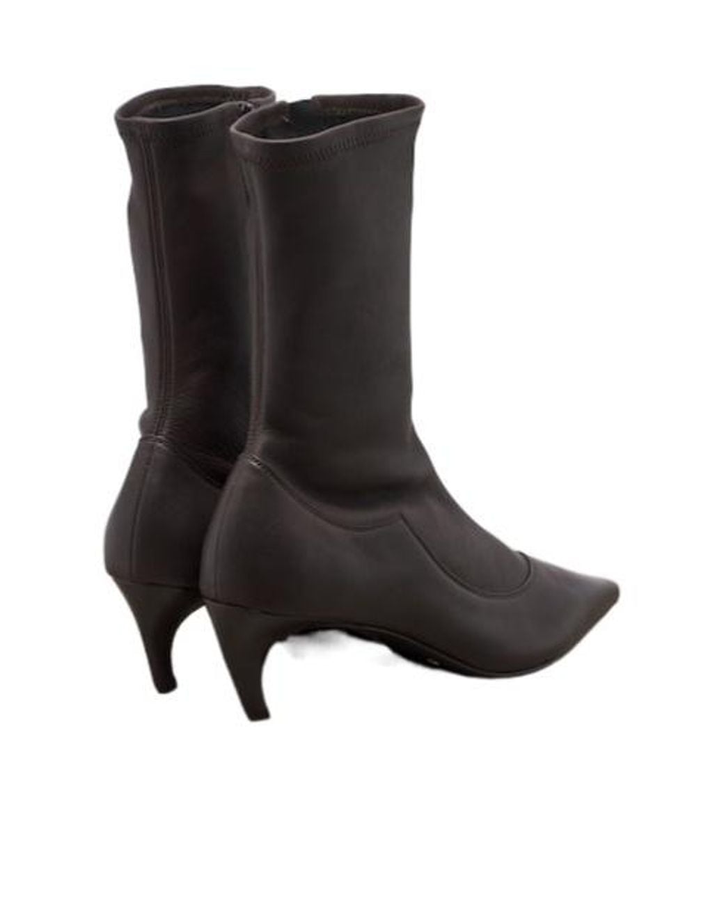 Khaite Black Valerie Leather Mid-Calf Boots