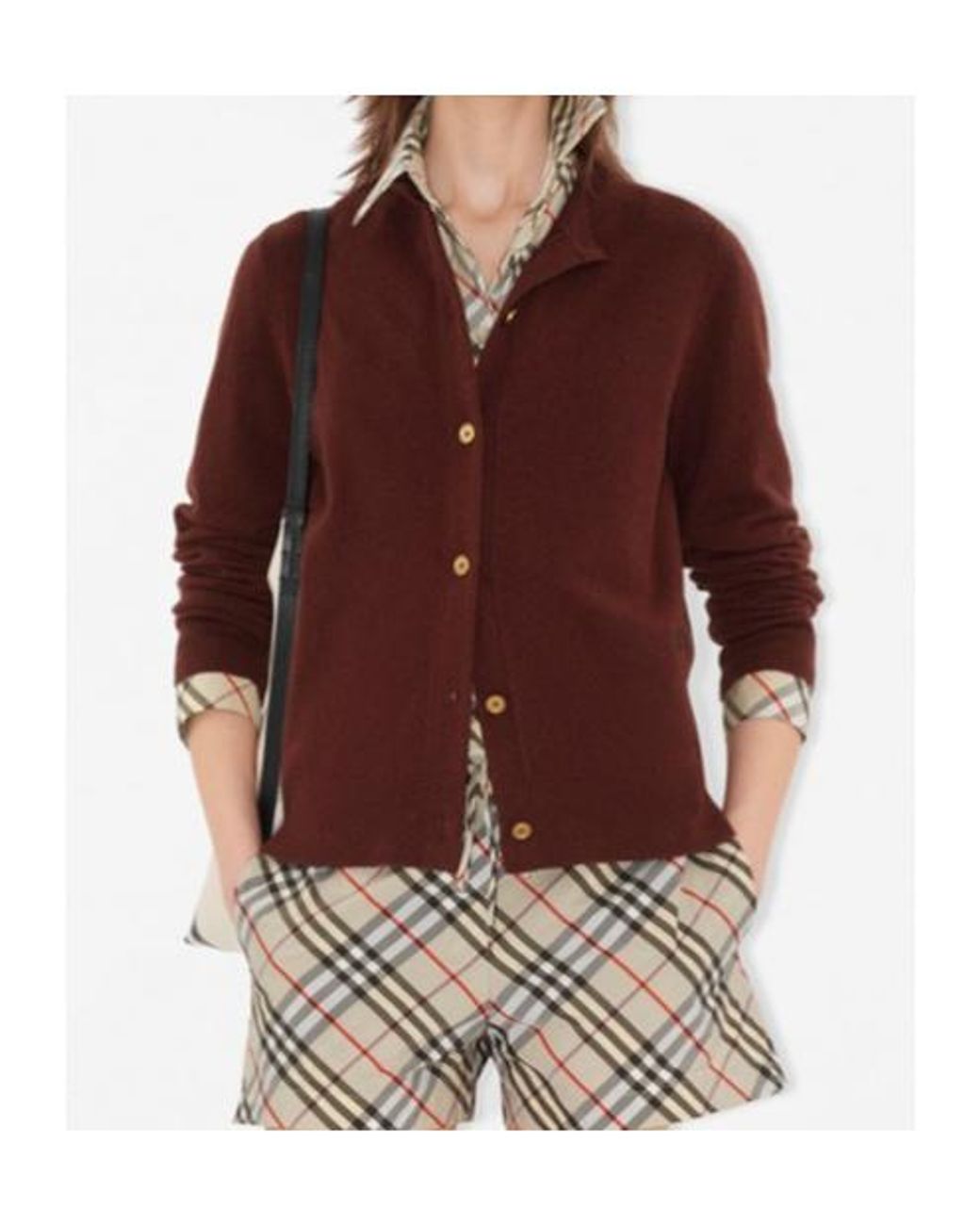 Burberry Brown Cashmere Ekd-Embroidered Cardigan