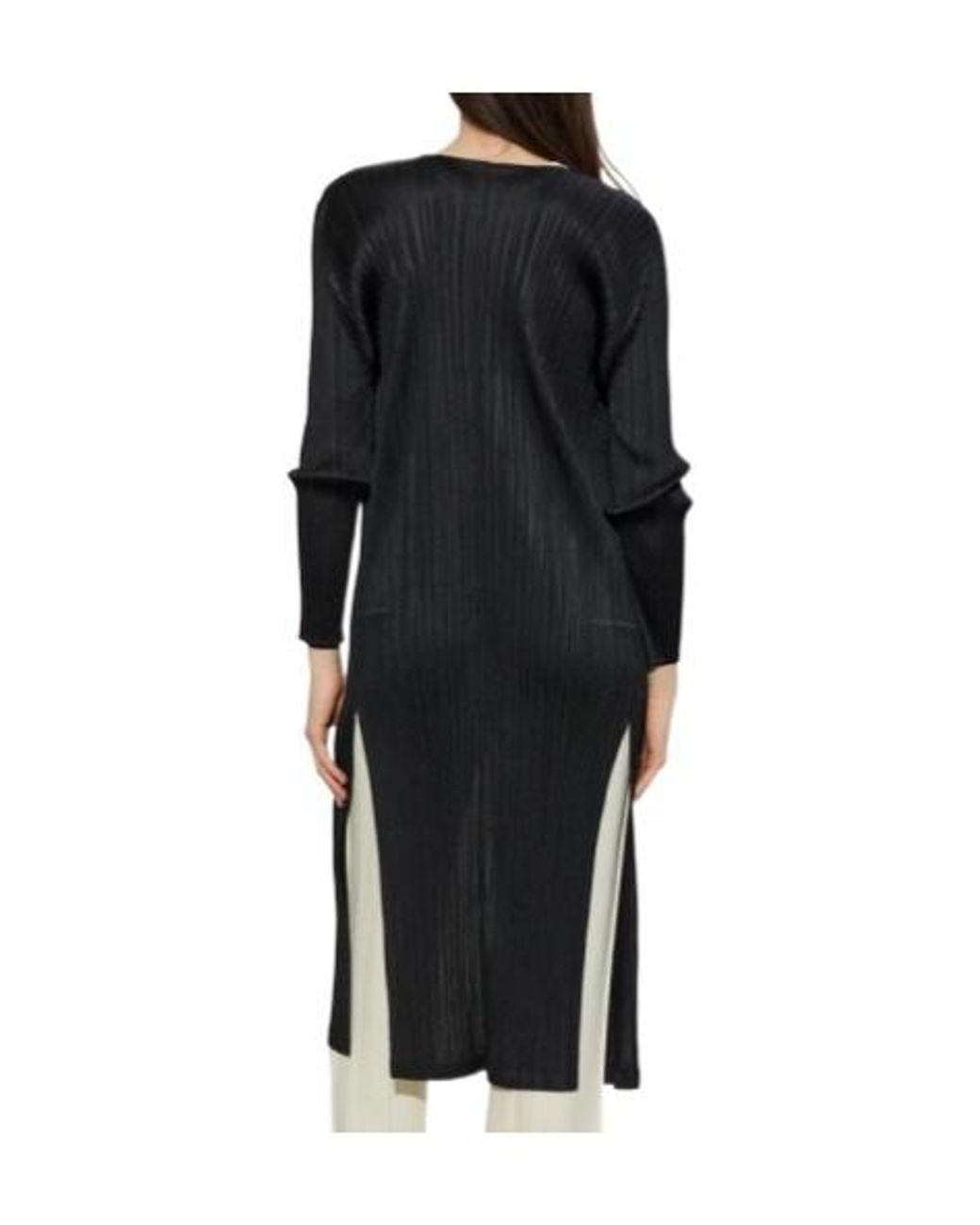 Pleats Please Issey Miyake Black Pleated Cardigan
