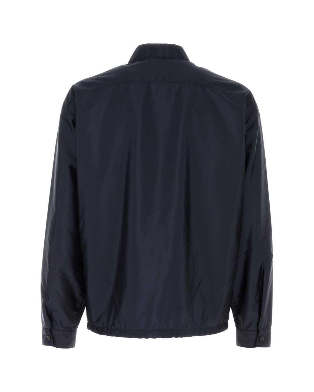 Prada Blue Logo Plaque Zip-Up Jacket for men