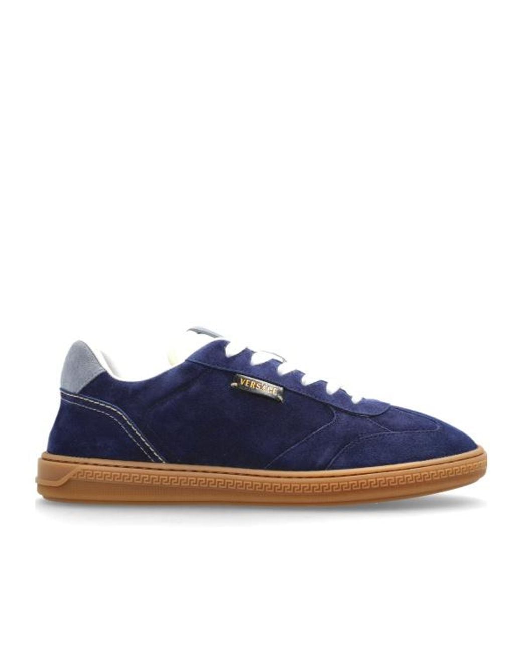 Versace Blue Greca Suede Sneakers