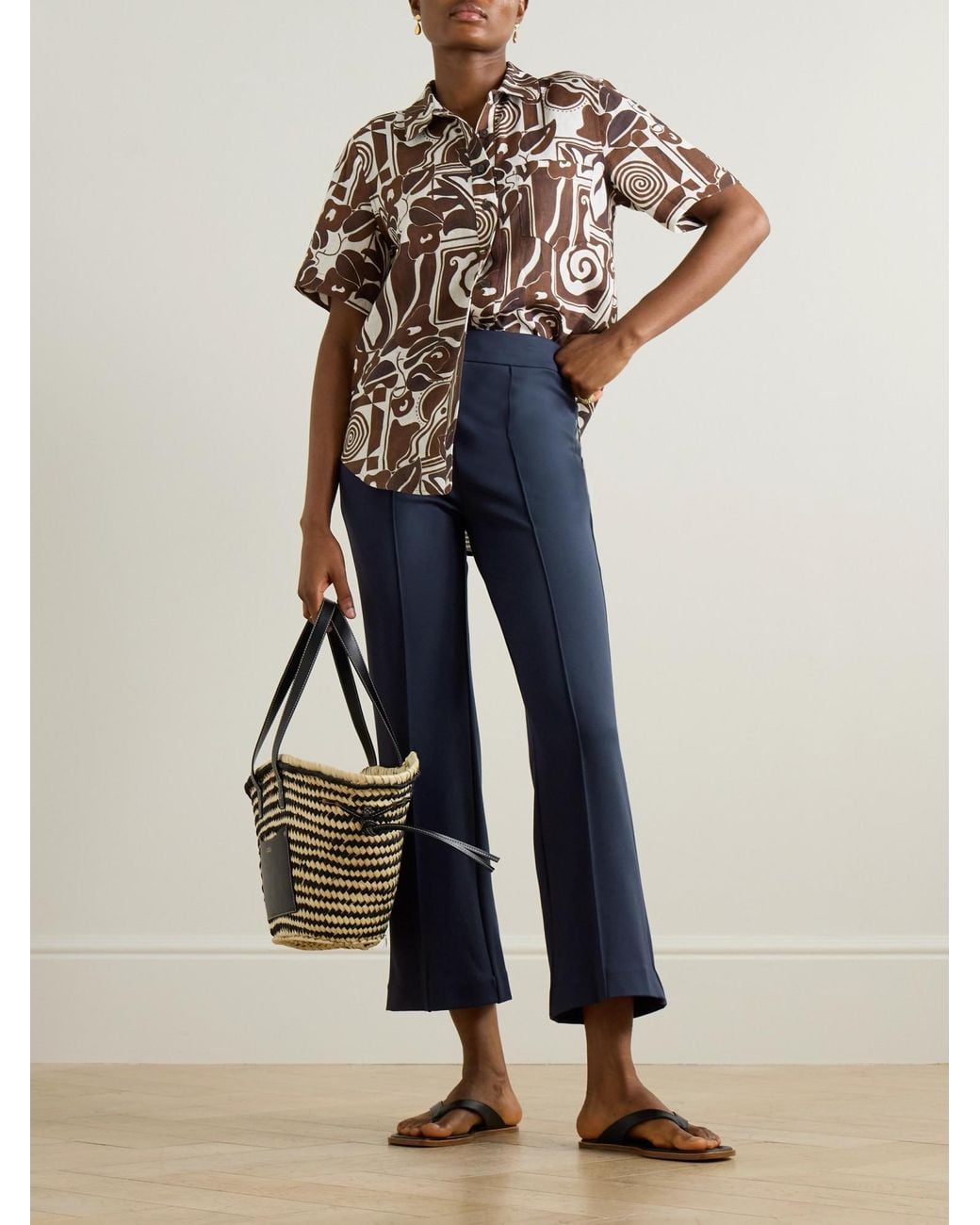 Staud Blue High-Waisted Straight-Leg Pants