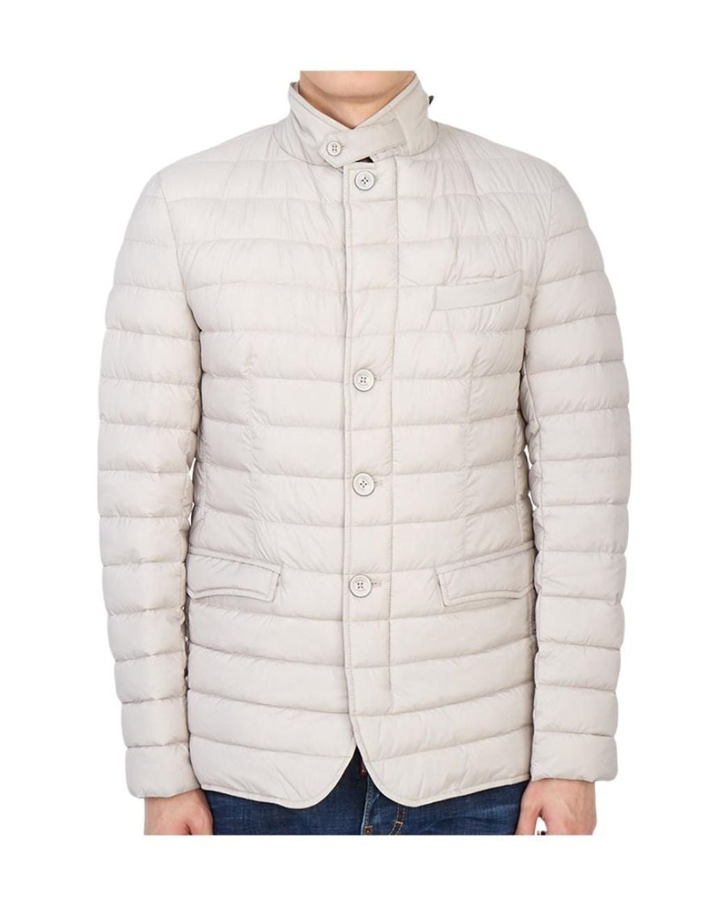 Herno White Padded Button-Up Jacket for men