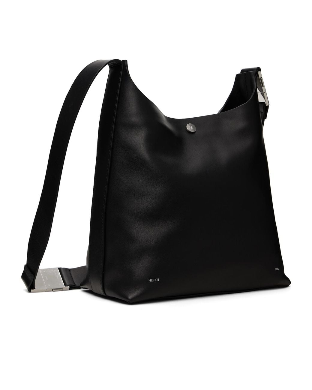 HELIOT EMIL Black Mantica Snap-Button Shoulder Bag for men