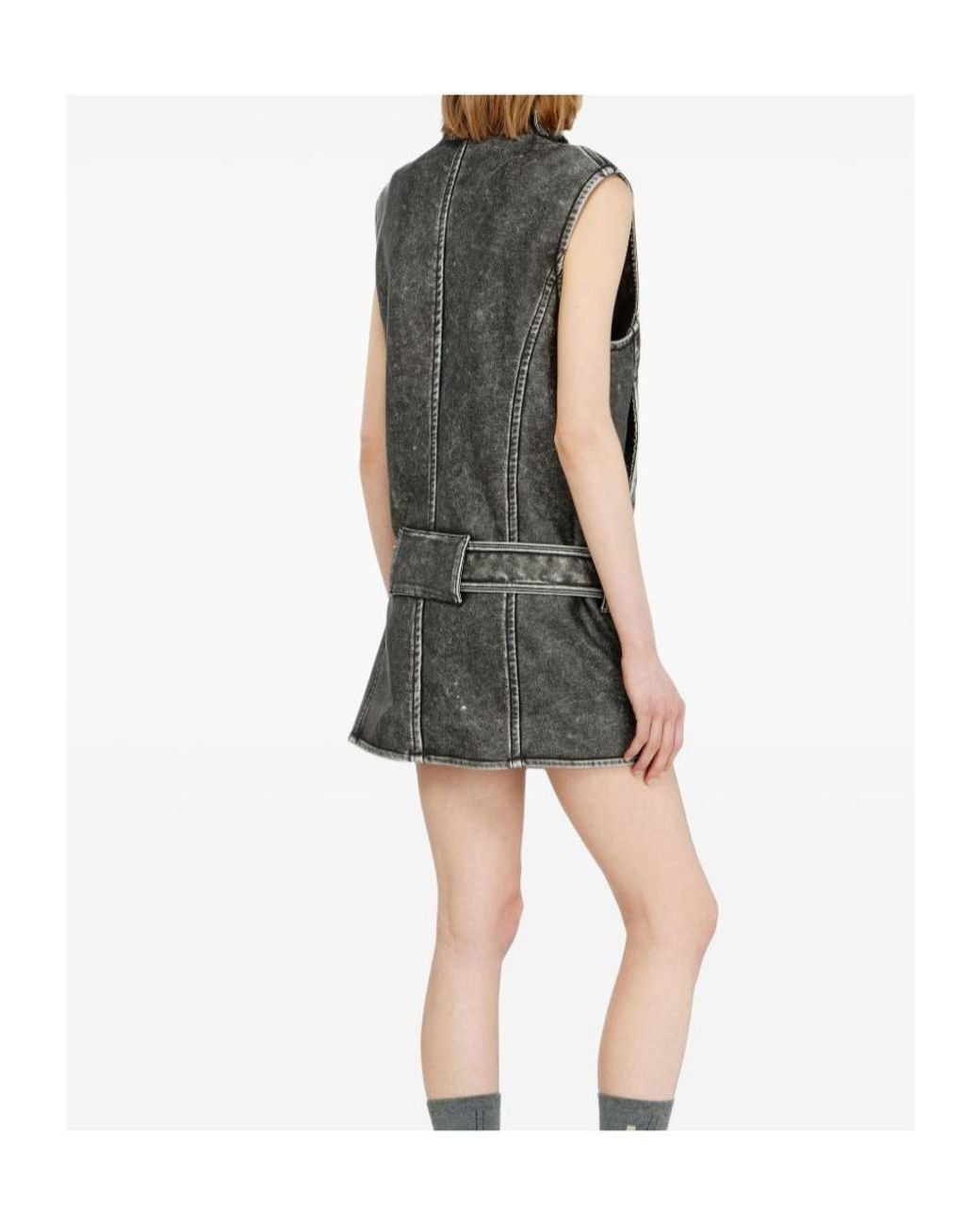 DIESEL Gray Biker-Style Mini Dress With Belt