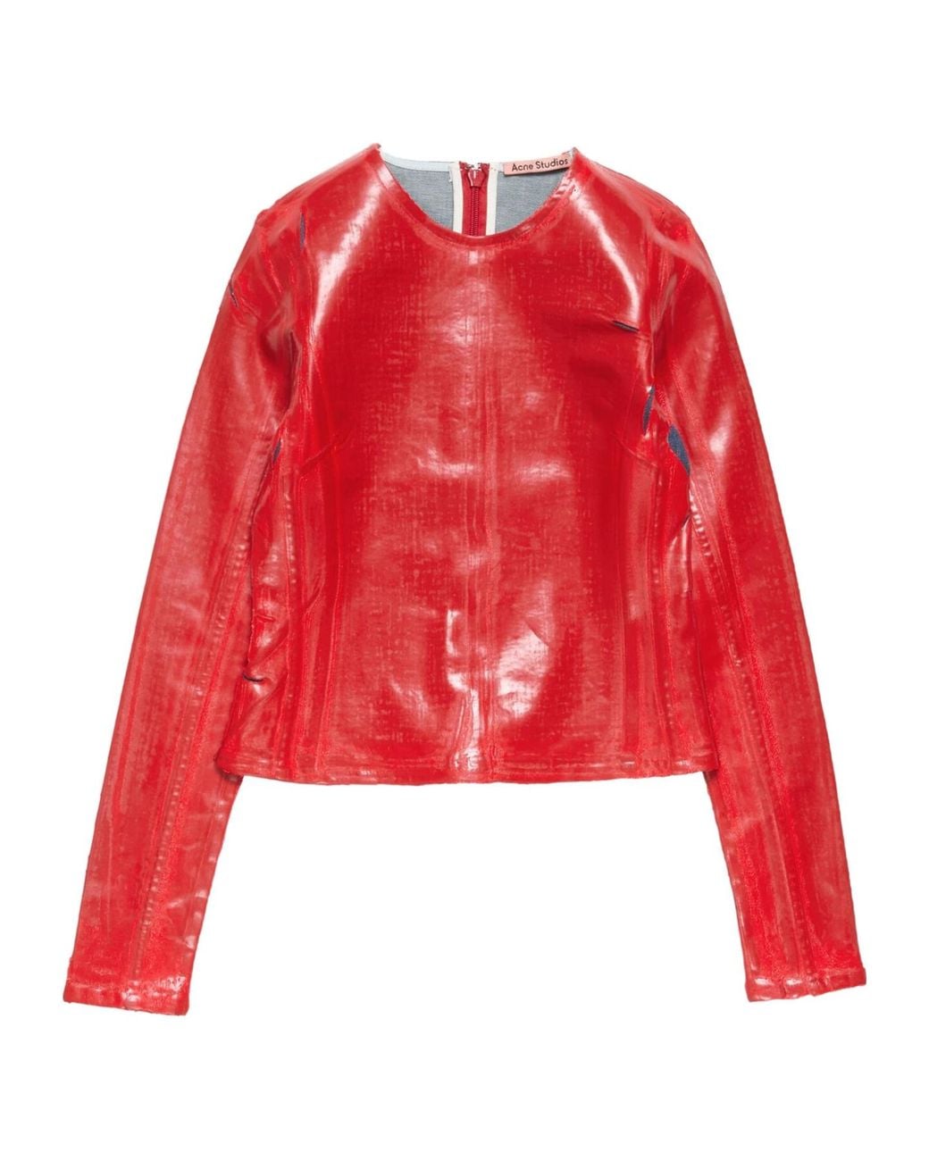 Acne Red Long-Sleeve Zipped Top