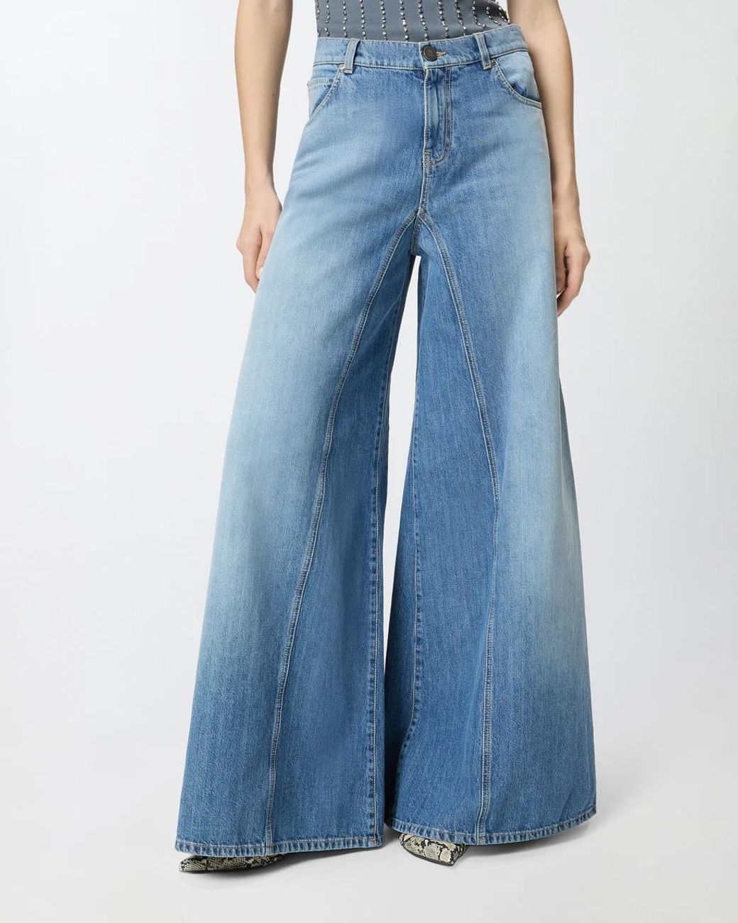 Pinko Blue Super Wide-Leg Flared Jeans