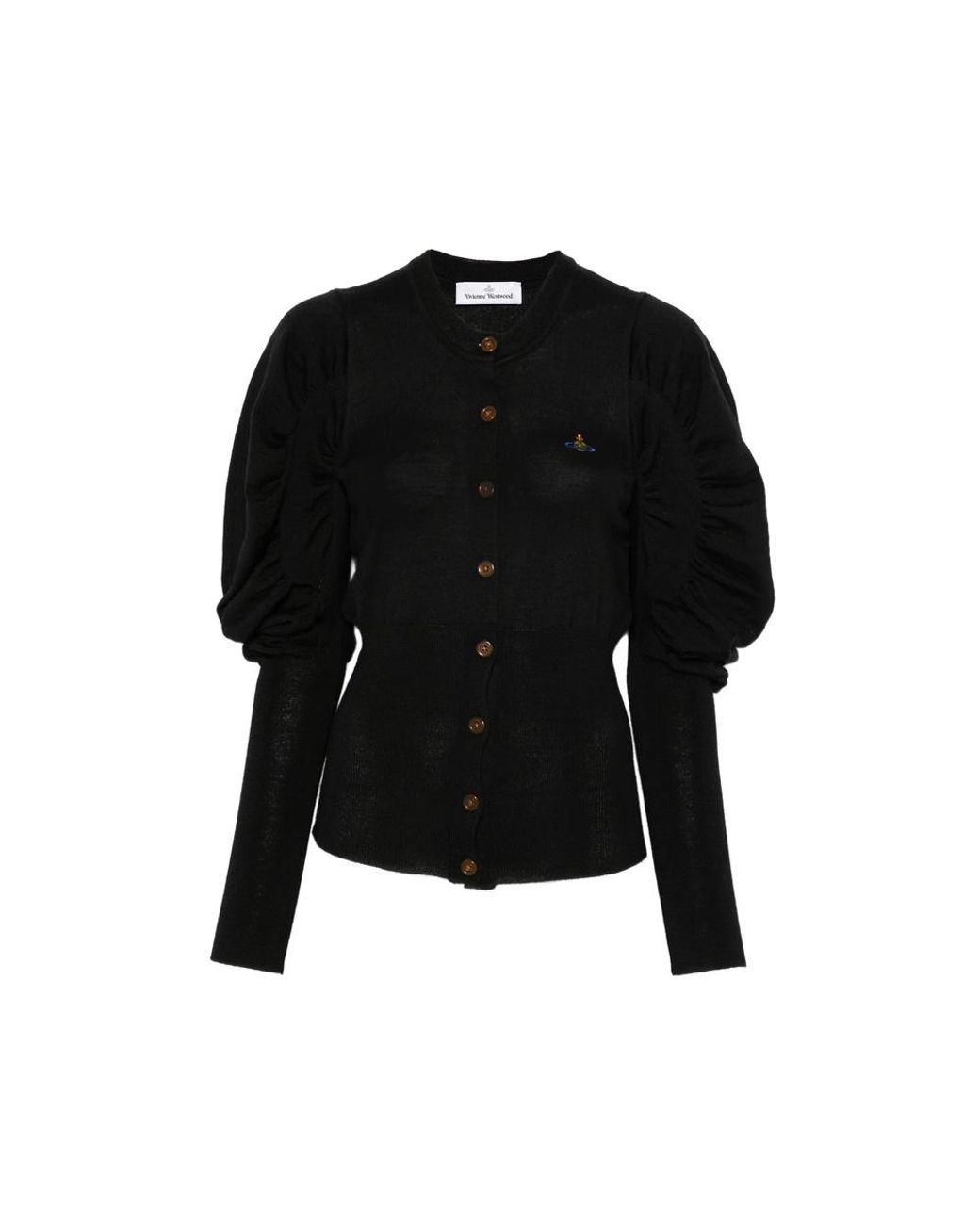 Vivienne Westwood Black Eli Ruched-Sleeve Cardigan