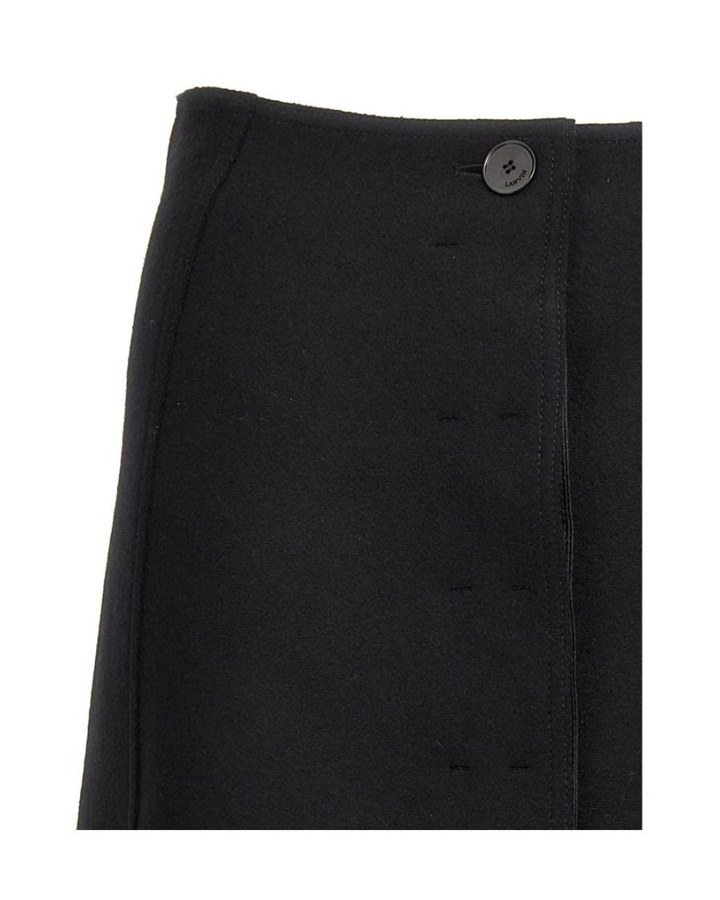 Lanvin Black Back-Slit A-Line Skirt