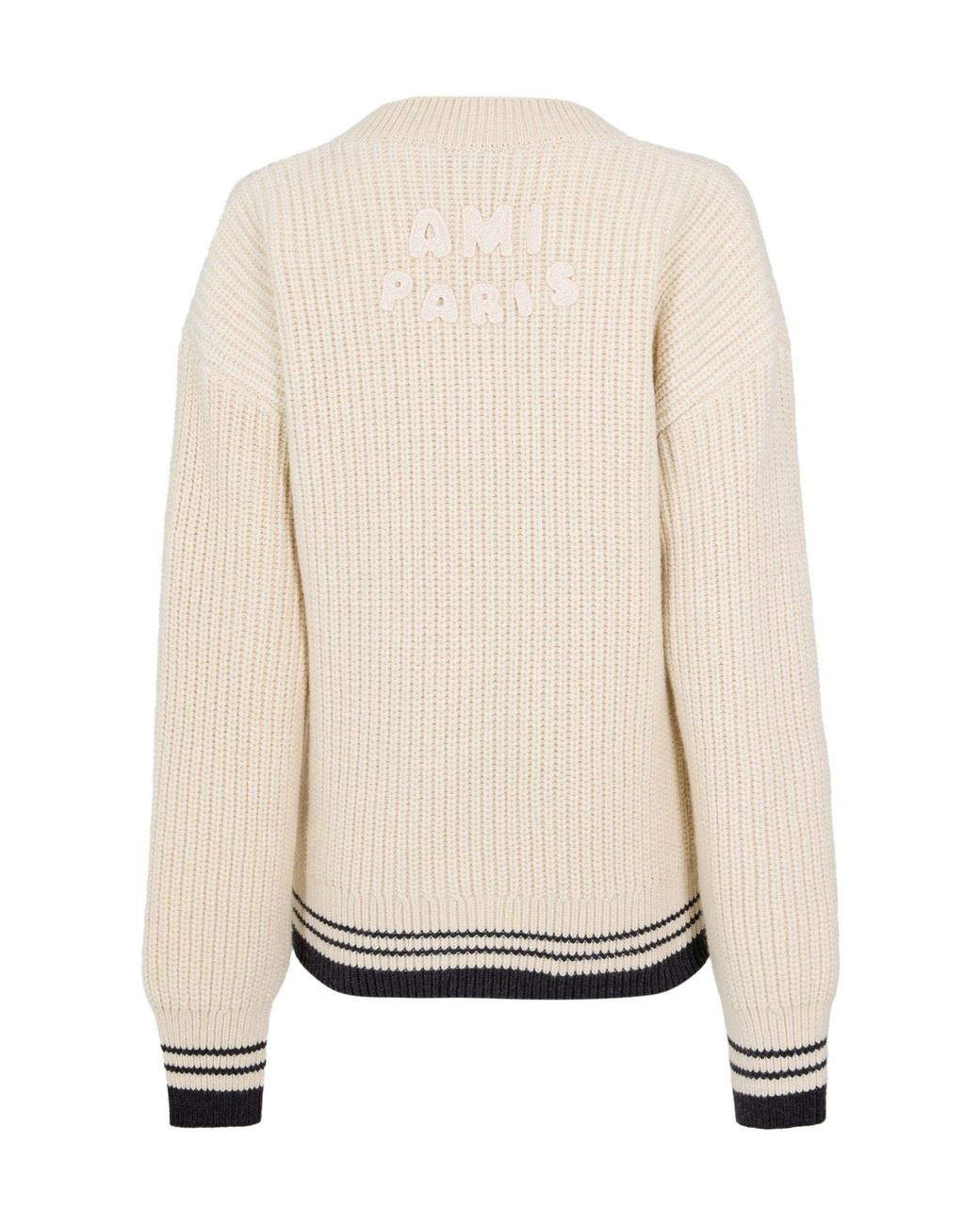AMI White V-Neck Knit Sweater
