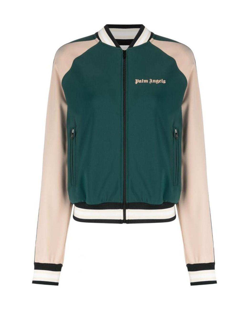 Palm Angels Green Cropped Bomber Jacket