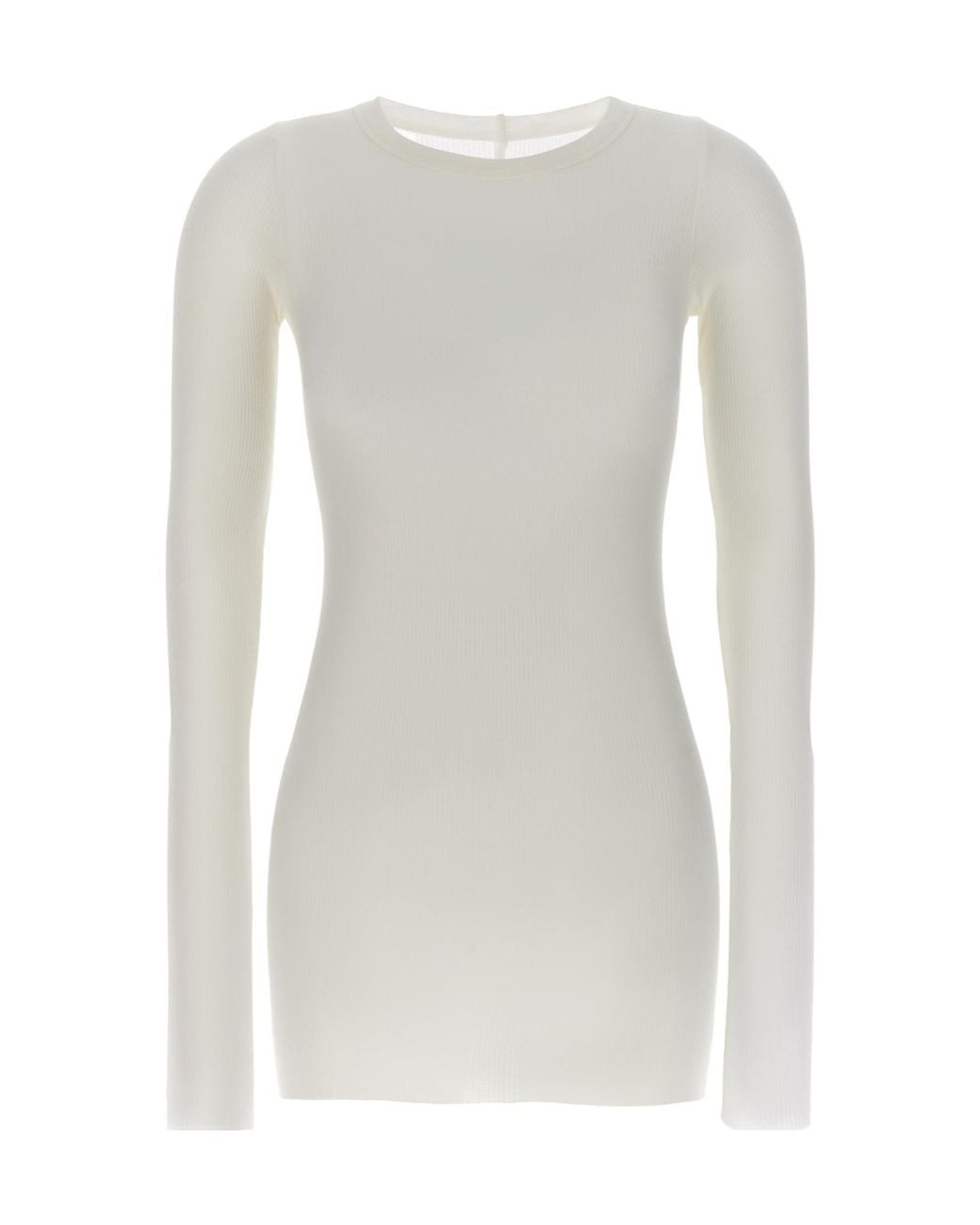 Rick Owens White Long Sleeved Knitted T-Shirt