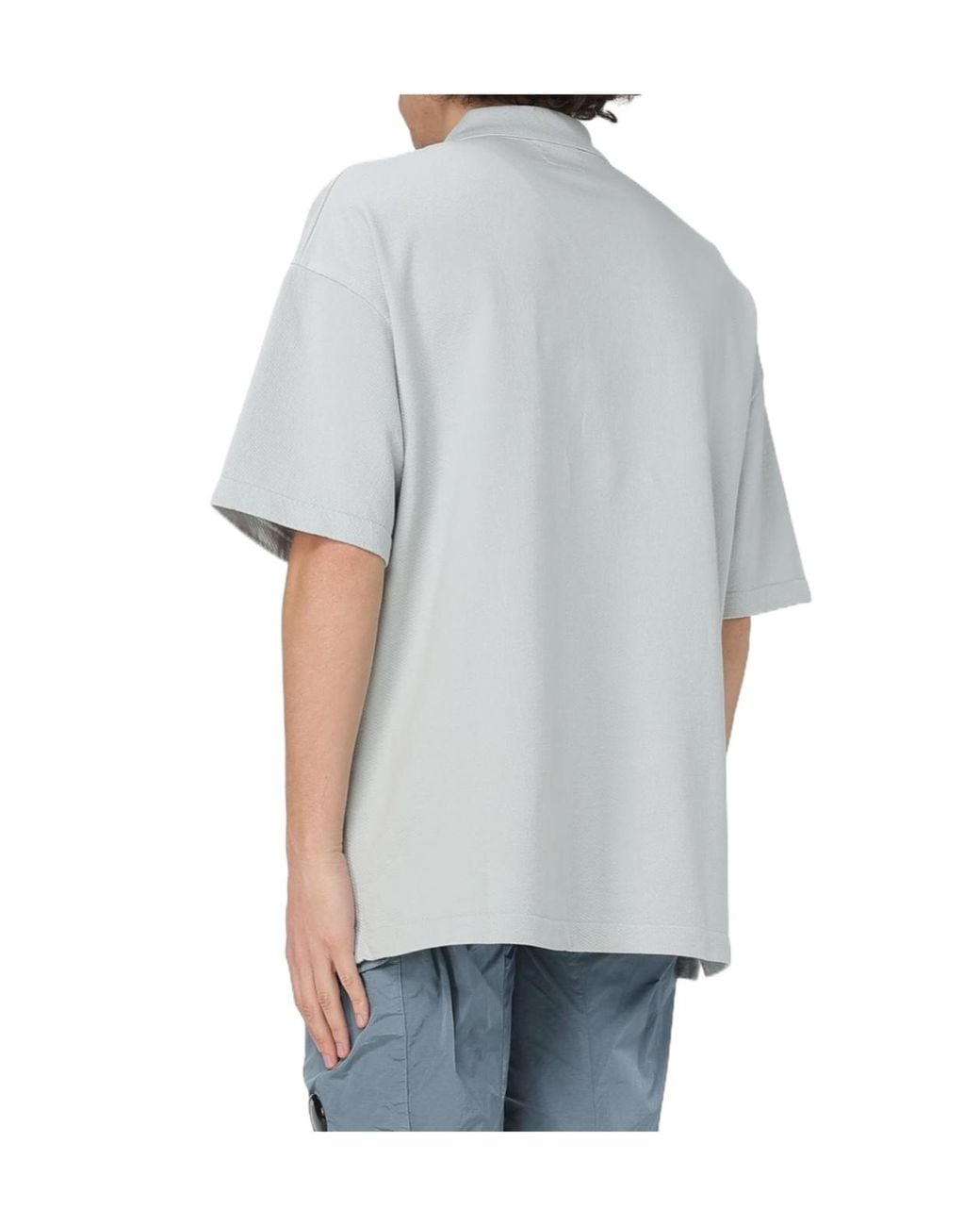 C P Company White Logo-Embroidered Polo Shirt for men