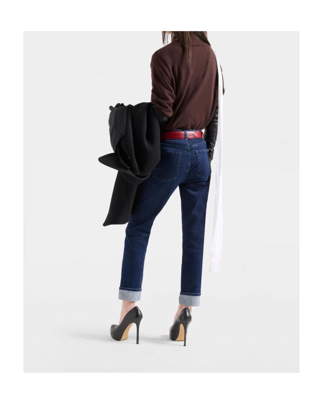 7 For All Mankind Blue Dark Wash Straightleg Rollcuff Jeans