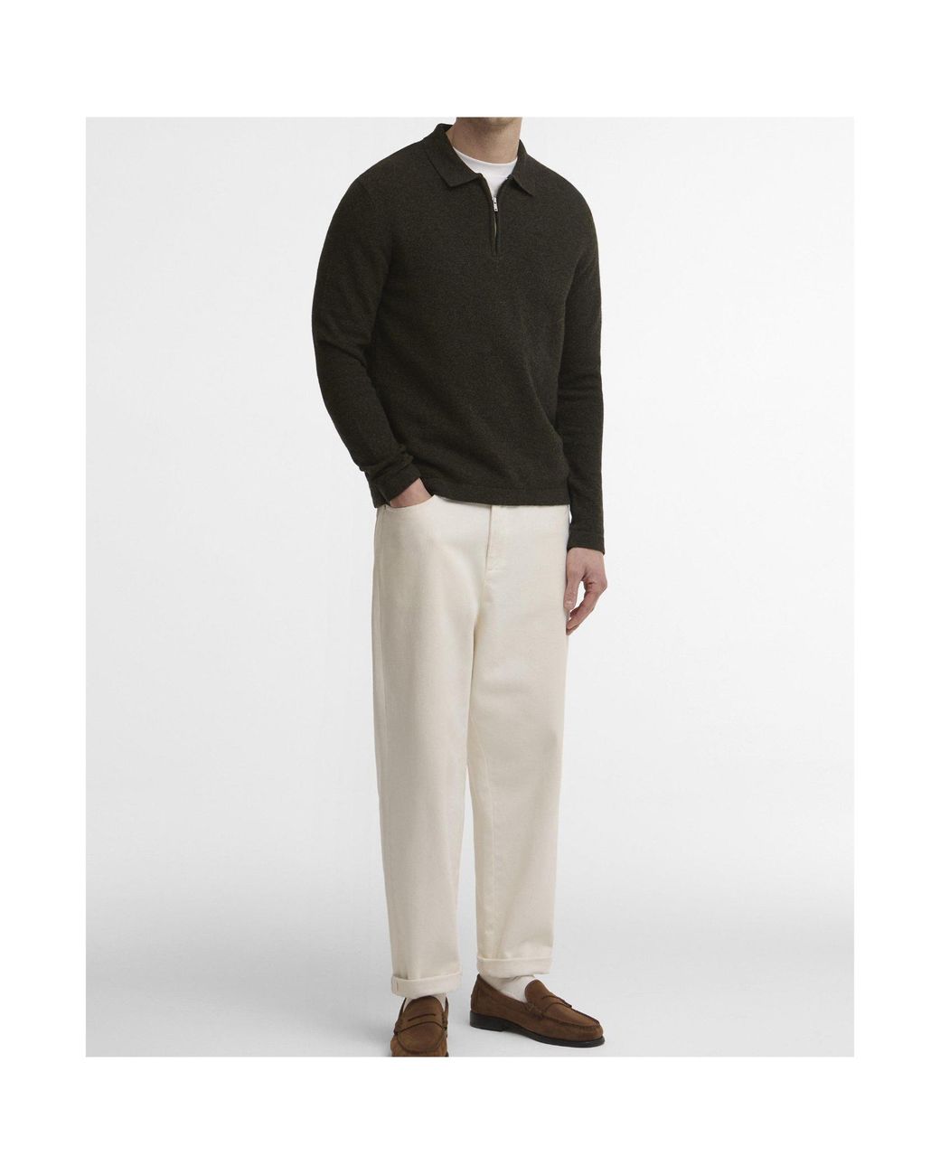 Barbour Black Zip Polo Knit Sweater for men
