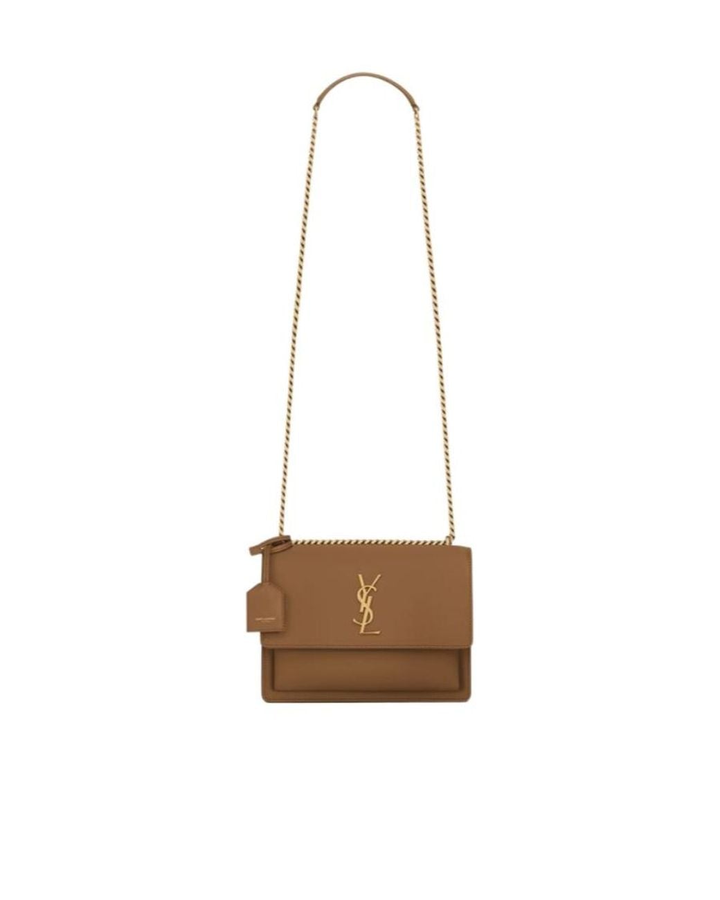Saint Laurent White Sunset Chained Medium Shoulder Bag