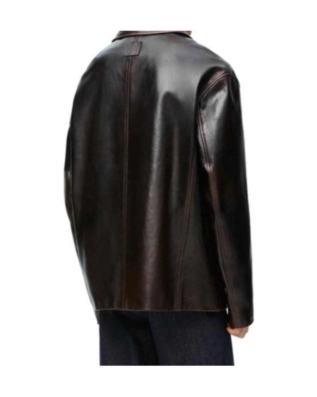 Loewe Black Button Fastened Leather Jacket for men