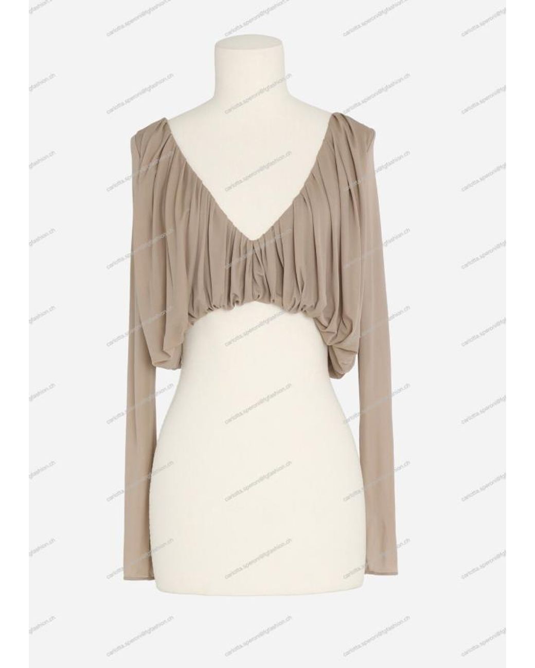 Saint Laurent White V-Neck Cropped Top