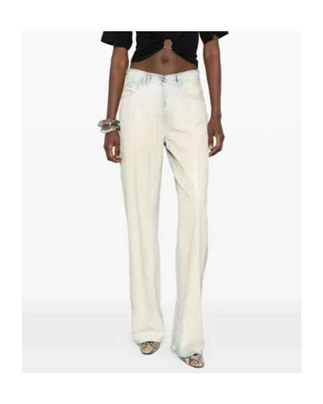 DIESEL White D Sent 1971 Coated Wide-Leg Jeans