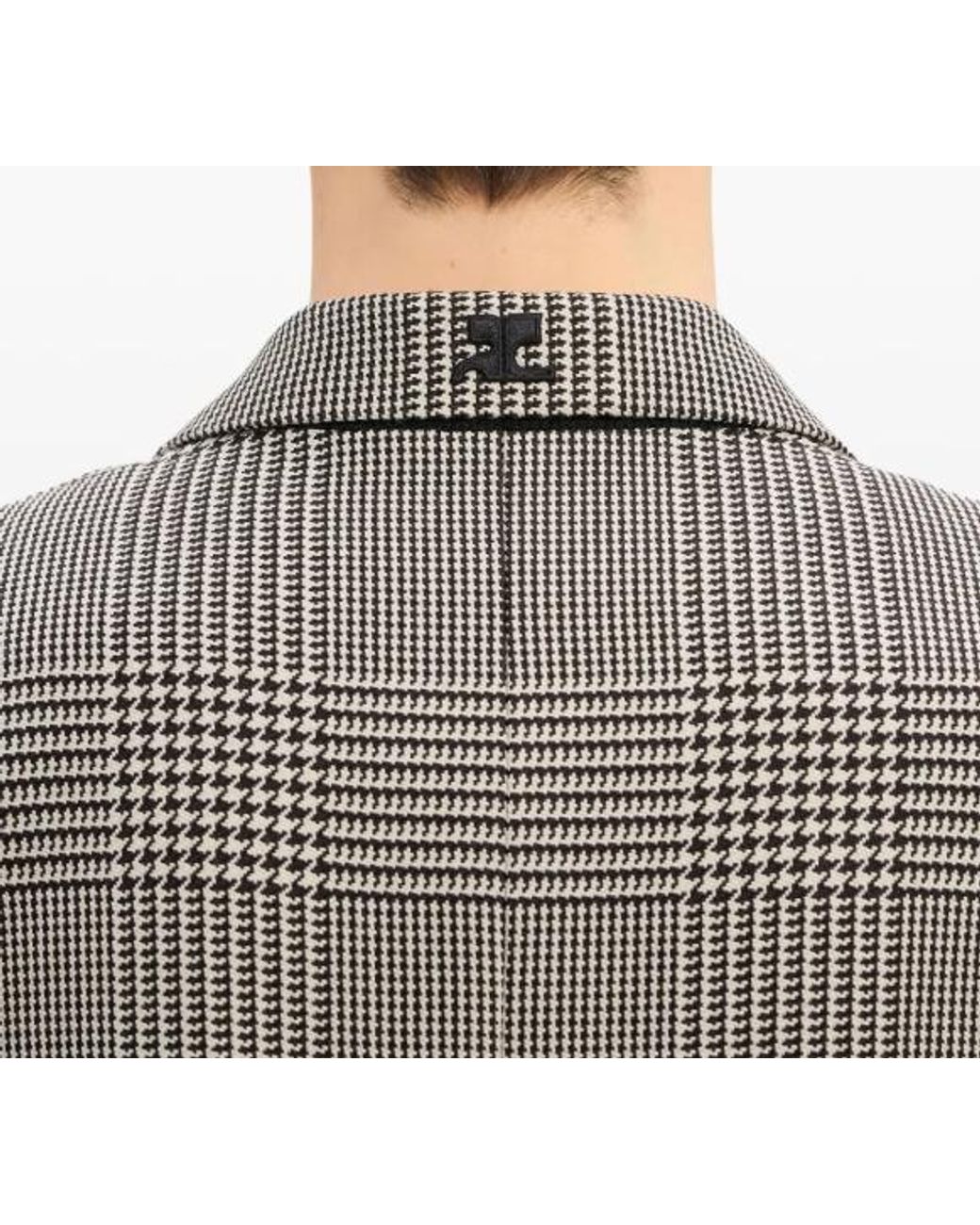 Courreges Gray Prince Of Wales-Pattern Single-Breasted Coat for men