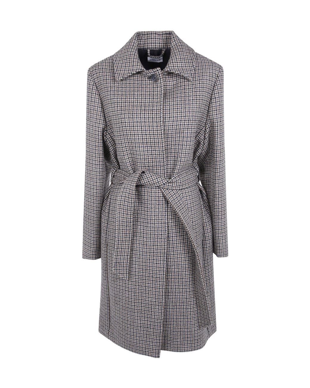 P.A.R.O.S.H. Gray Long-Sleeved Houndstooth Coat