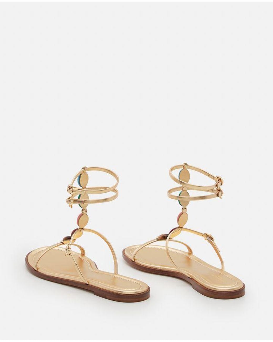 Gianvito Rossi Metallic Shanti Embellished Flat Sandals