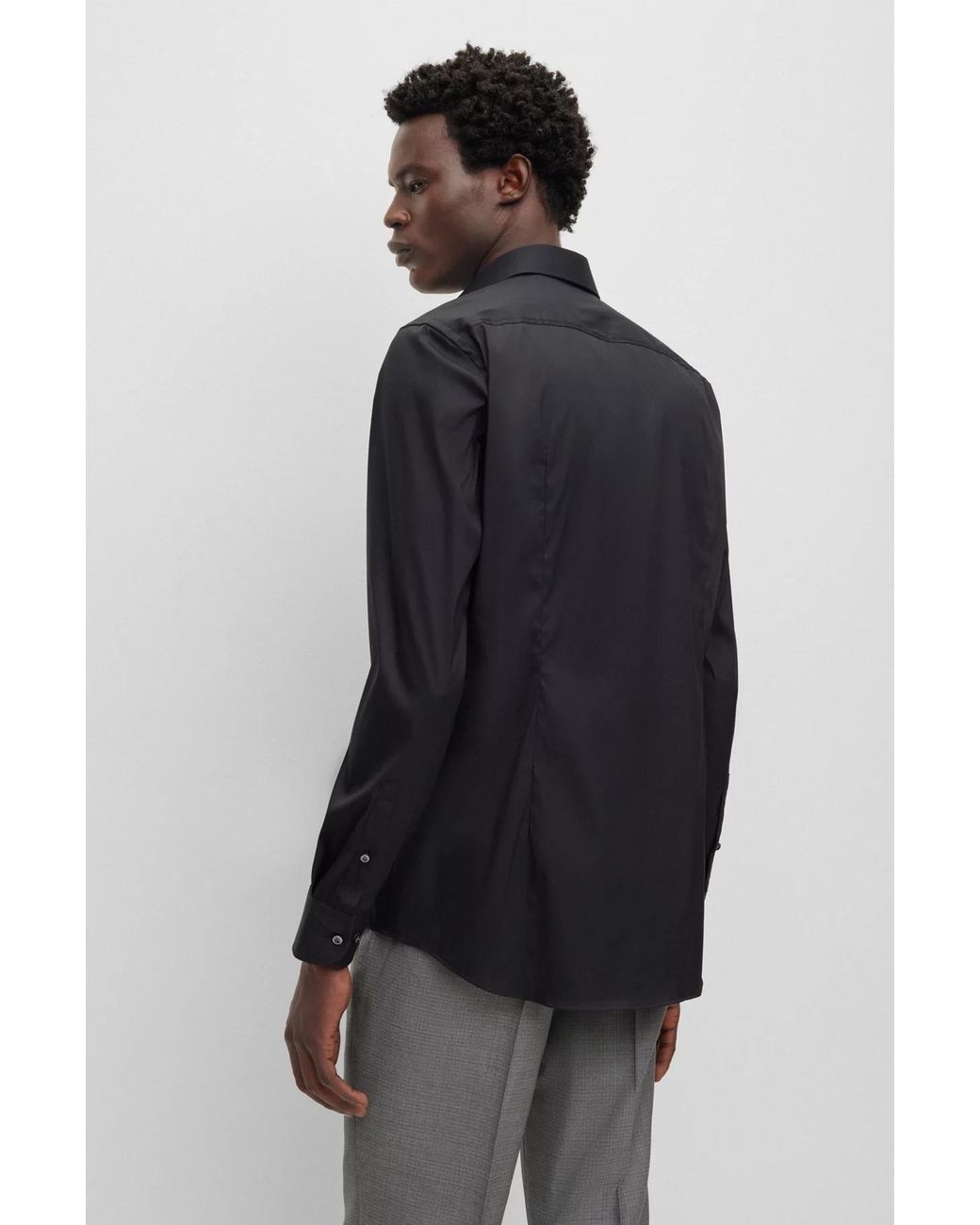 Boss Blue Spread-Collar Button -Up Shirt for men