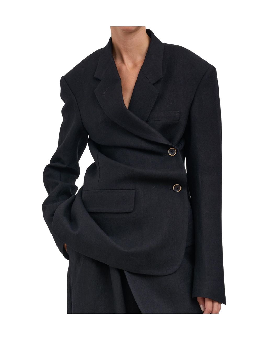 Uma Wang Black Long-Sleeved Suit Jacket