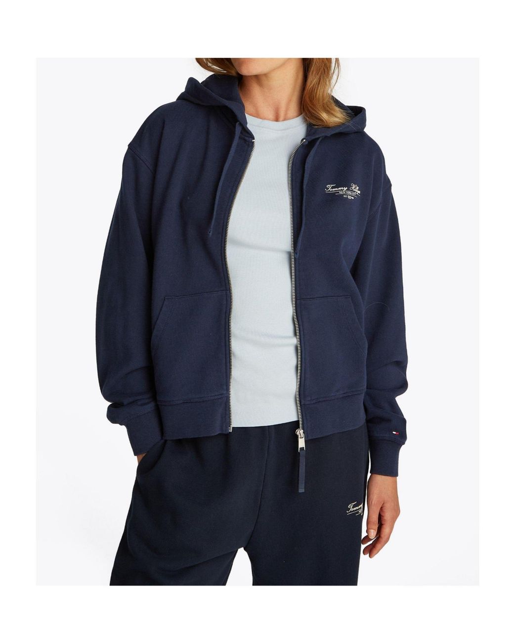 Tommy Hilfiger Blue Full-Zip Hooded Sweatshirt Jacket