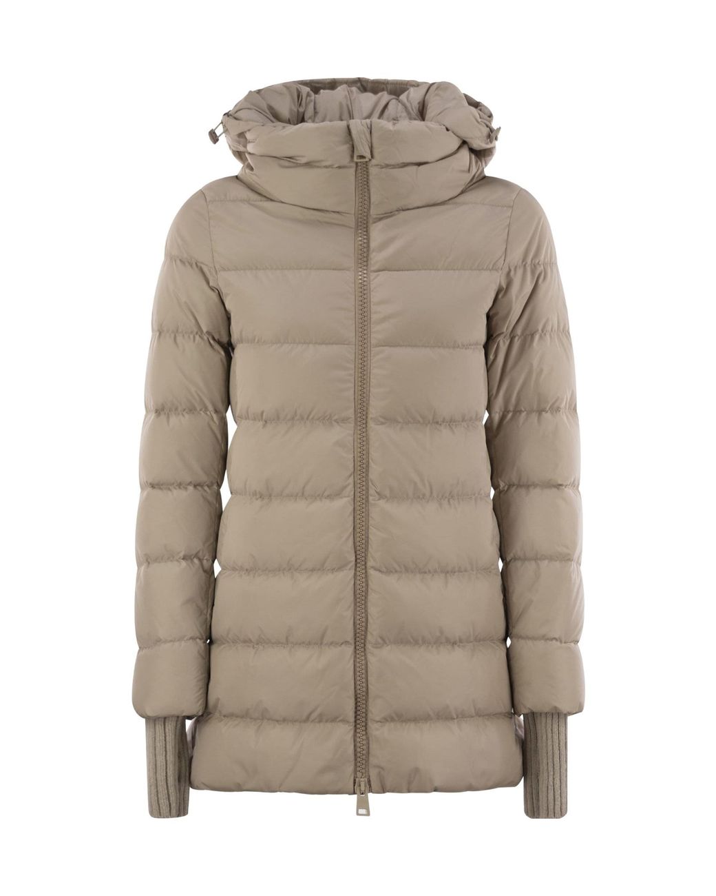 Herno Gray Zip-Up Hooded Down Jacket