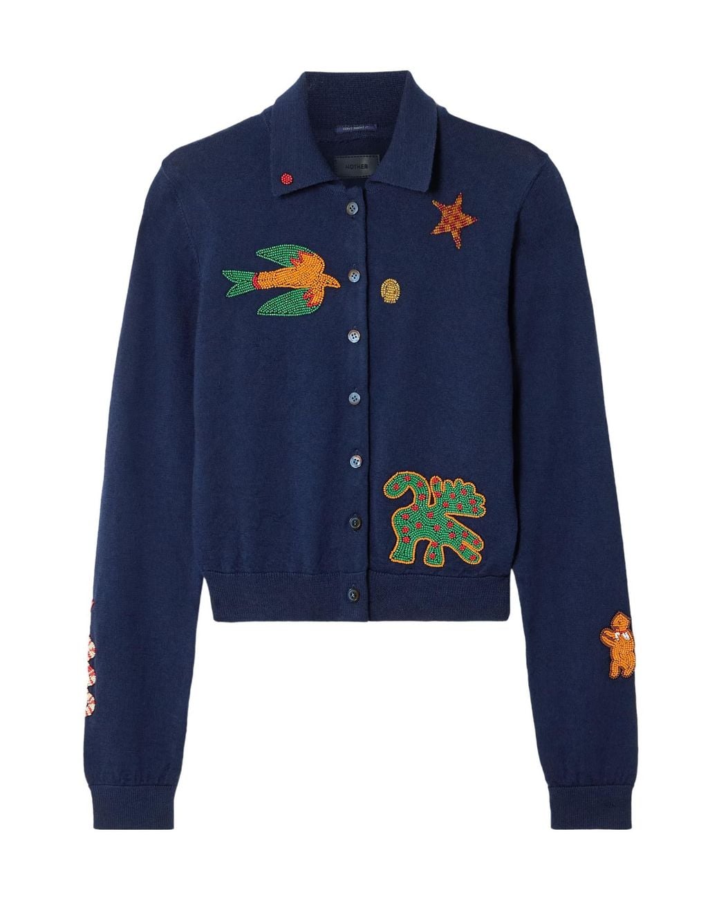 Mother Blue The Racquet Bead-Embellished Wool Cardigan