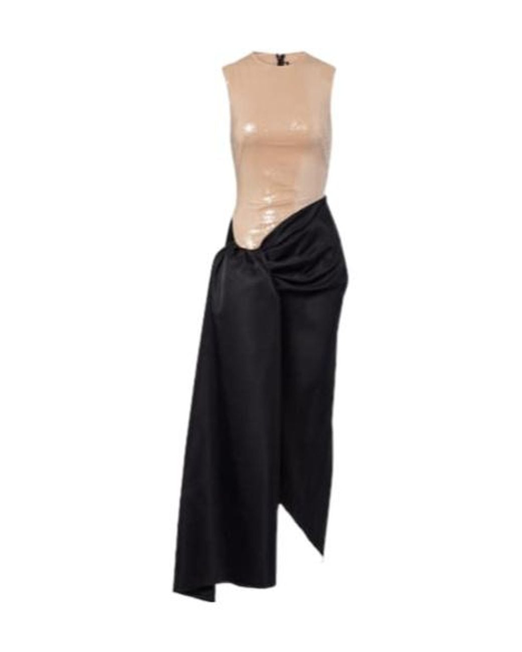 David Koma Black Sequined Draped Maxi Dress