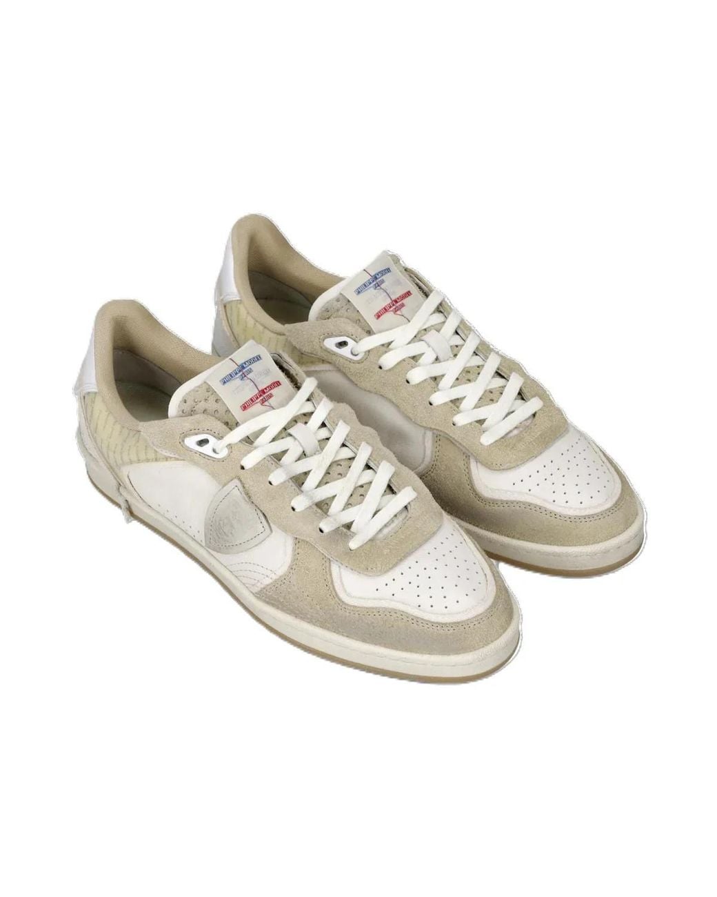 Philippe Model White Leather Panelled Sneakers