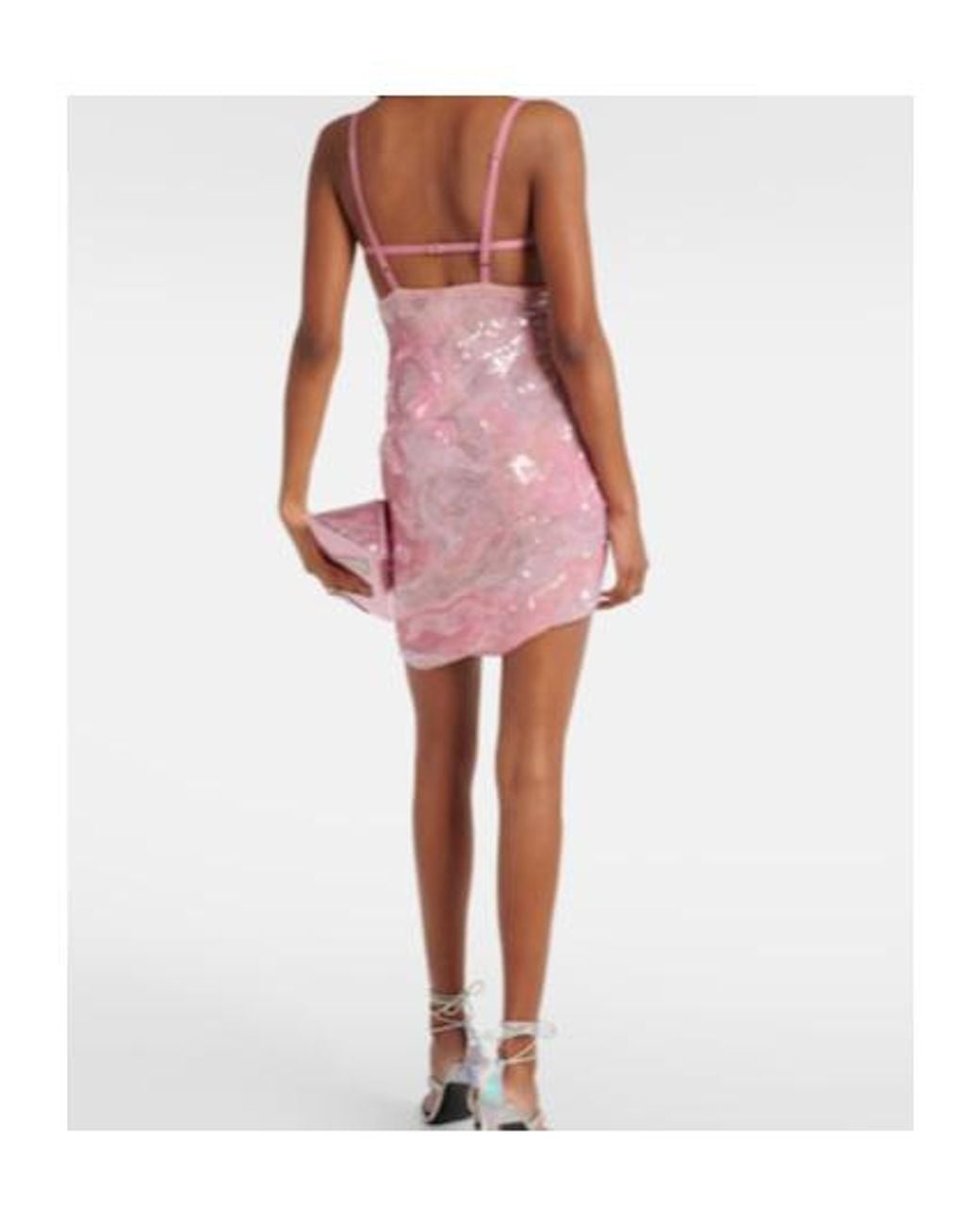 Nensi Dojaka Pink Heartbeat Sequined Asymmetric Minidress